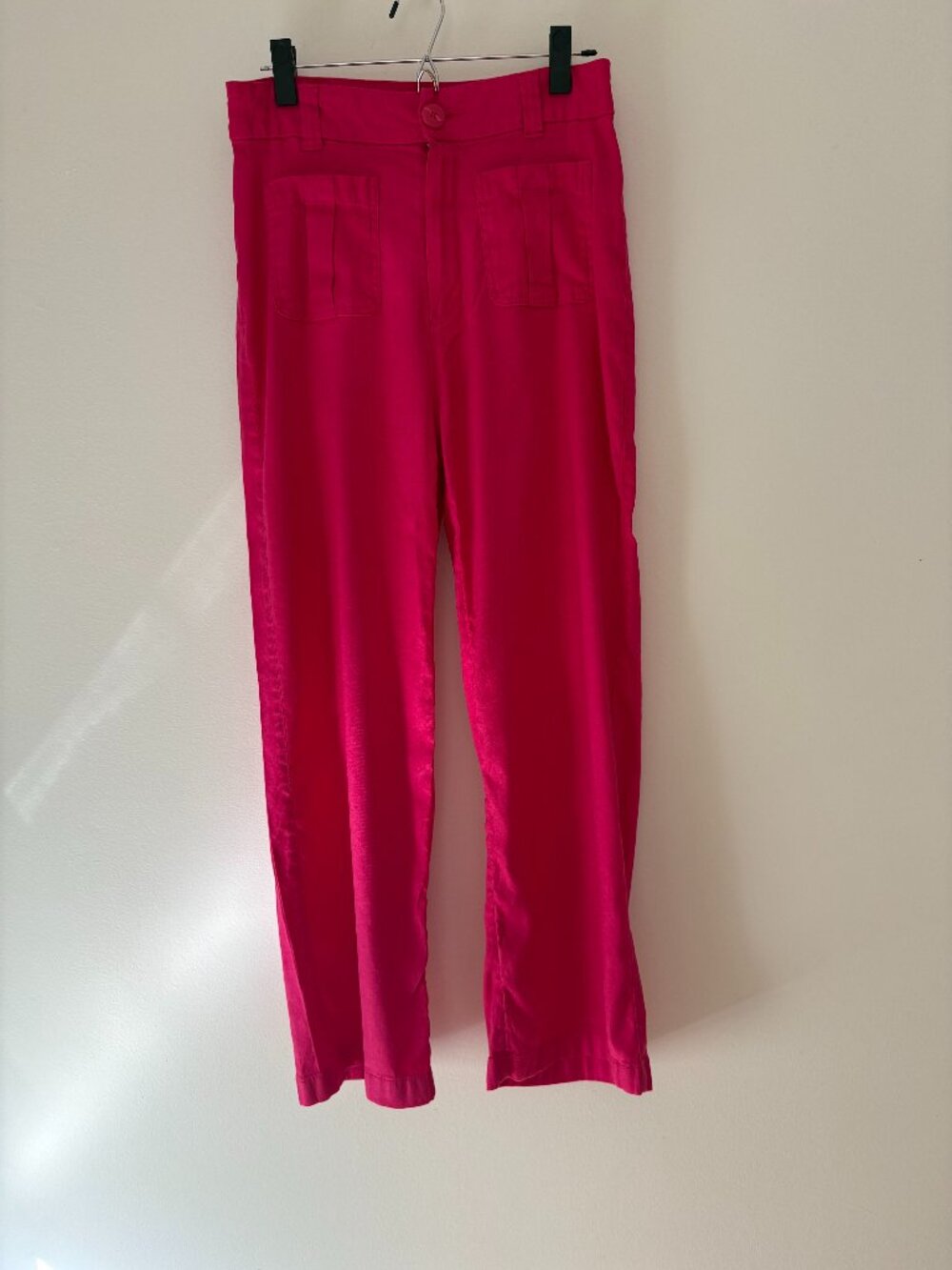 Nicole Miller Hot Pink Linen Blend Cargo Utility Pants Size 8